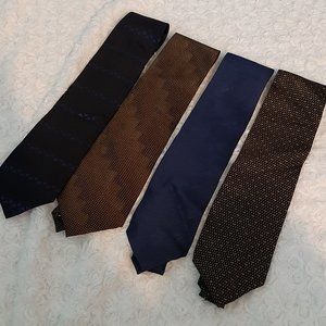 Bundle (4) Kenneth Cole Silk Neck Ties Brown & Blue Work Business Office Church